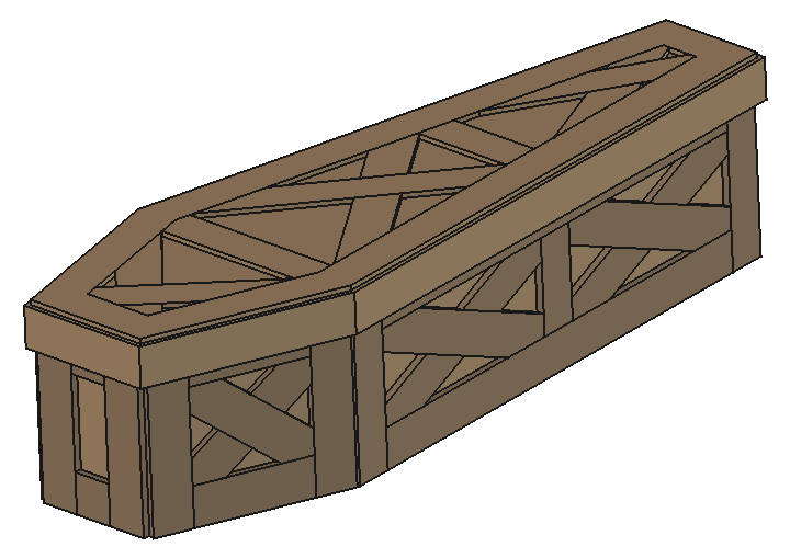 Velvet Smooth Adult Coffin — axonometric render