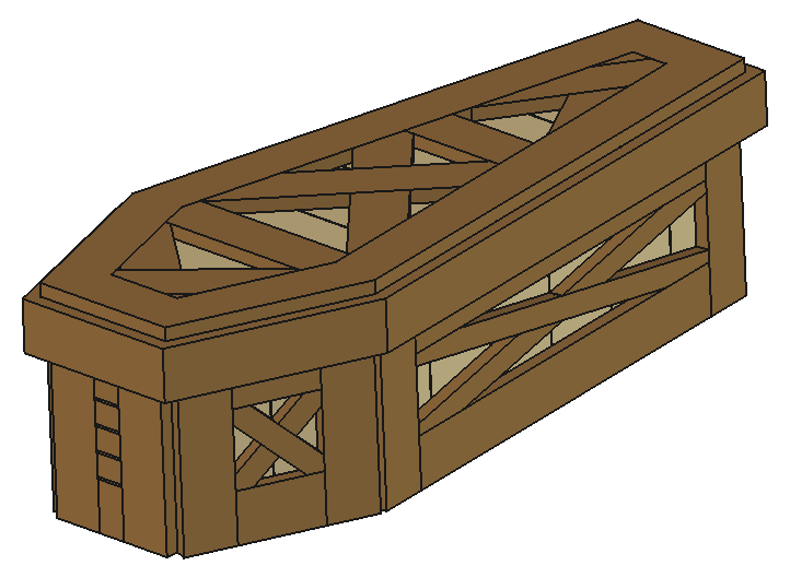 Heirloom Child Slats Coffin — axonometric render