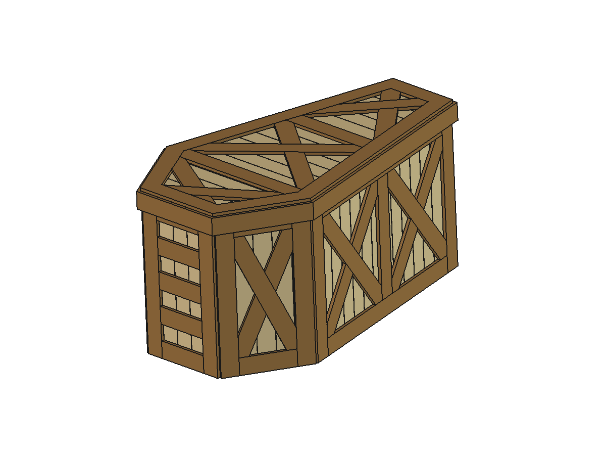 Royal Oak adult coffin — axonometric render