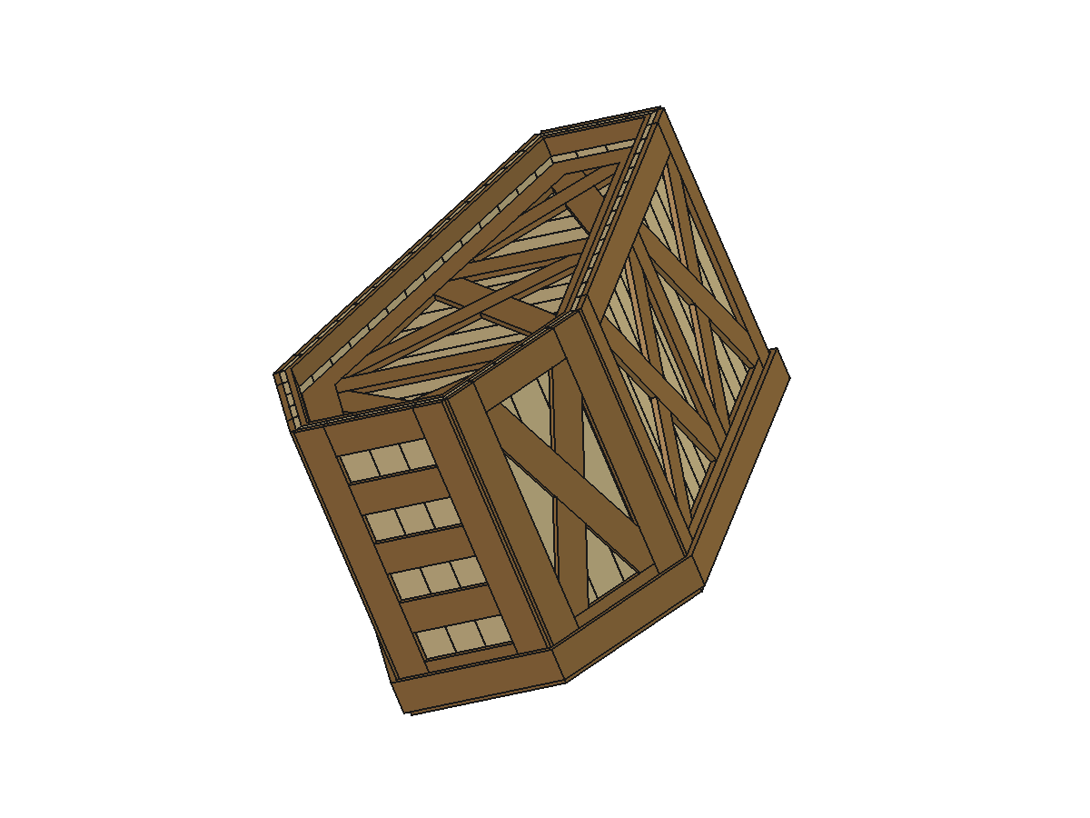 Coffin base from below — axonometric render